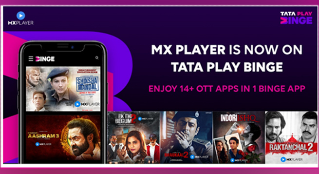 Tata Play Binge adds MX Player on its platform