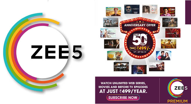 Zee5 celebrates its 3rd anniversary giving 50% off on its Annual Pack