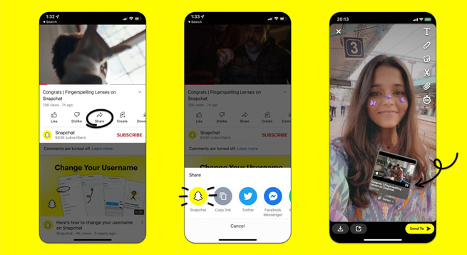 Snapchat allows users share YouTube videos directly to Stories